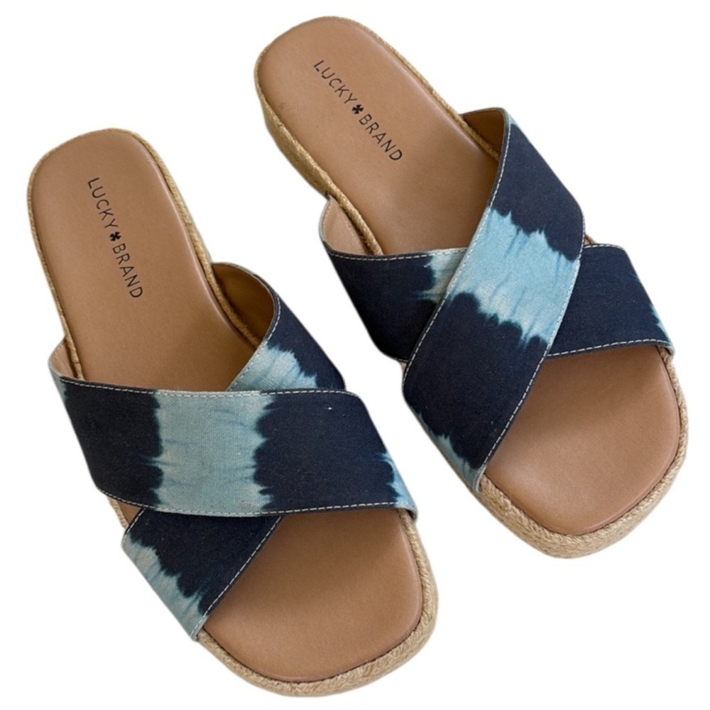 EUC Lucky Brand Gayte Sandals Blue Tie-Dye Size 9 - Picture 2 of 8